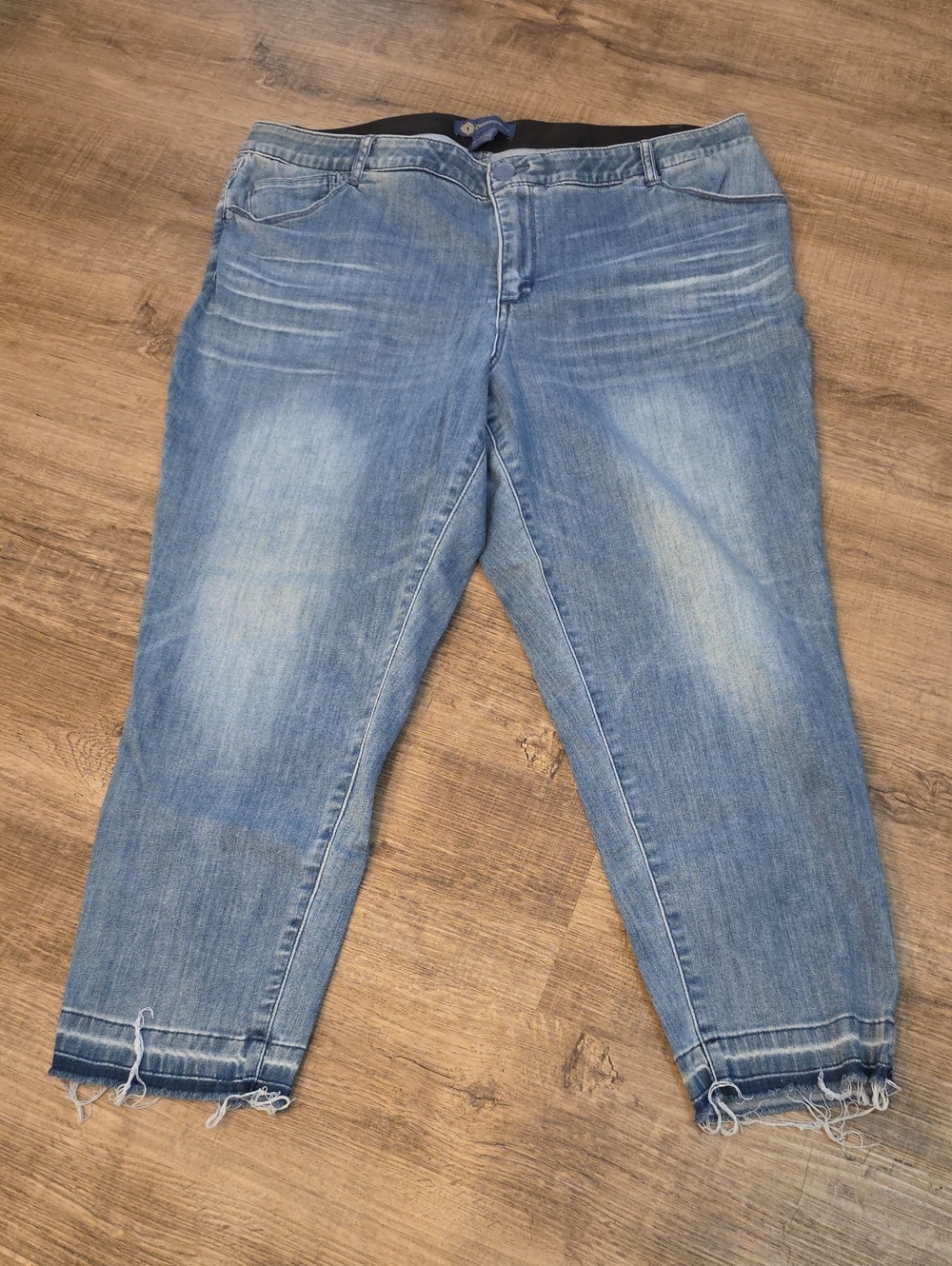 Democracy Light Blue Cropped Distressed Ankle Jeans